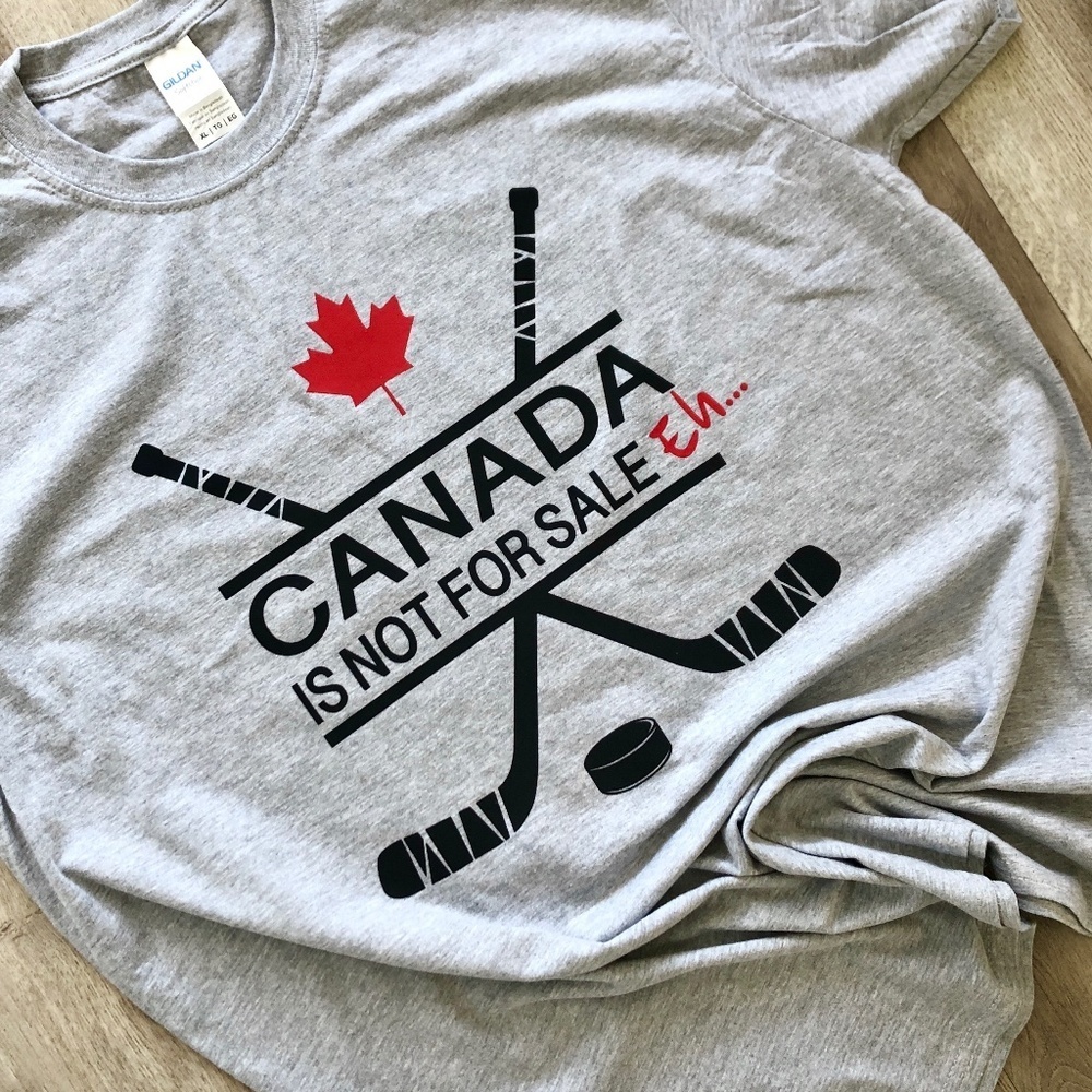 Canada Is Not For Sale, Hockey, T Shirt,‎ Canada Shirt, Gray, Mens, XL, NEW